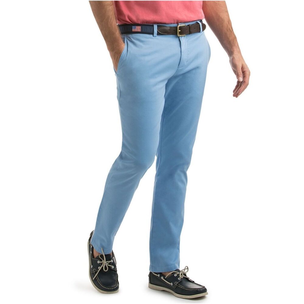 Vineyard Vines Men's Slim Breaker Cotton Pants in Blue Size 38x32